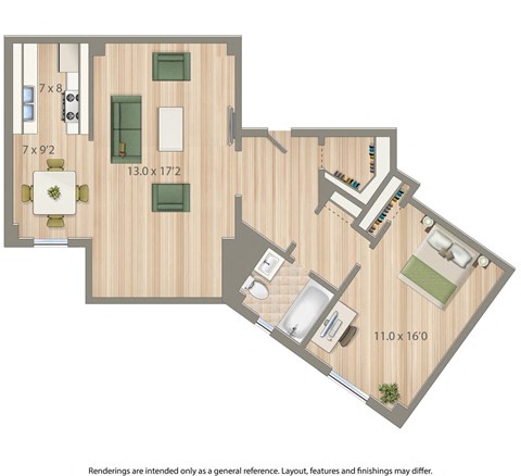 2800 woodley 1 bedroom apartment rendering in washington dc